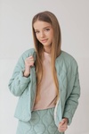 Комплект стеганая короткая куртка и юбочка для девочки, Молочний, 134-140