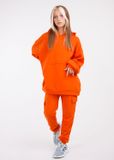 Фото Комплект для дівчат худі оверсайз та штани-карго помаранчовий