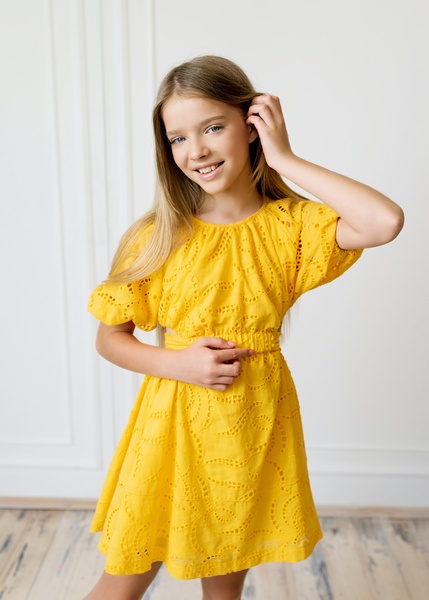 Літнє Плаття для Дівчинки PMR015 Жовте, Жовтий, 128