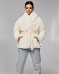 Зимова куртка з поясом LS-8881-3 молочний, Молочний, 42
