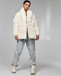 Зимняя куртка с поясом LS-8881-3 молочный, Молочний, 42
