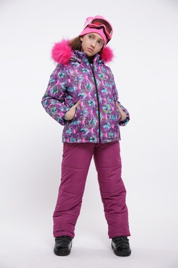 Зимовий комплект куртка + комбінезон КУ0751 фіолетовий, Фіолетовий, 122
