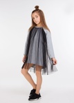 Платье для девочки Сати черный, Серый, 152