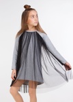 Платье для девочки Сати черный, Серый, 122