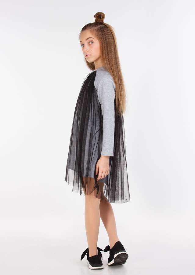 Платье для девочки Сати черный, Серый, 152