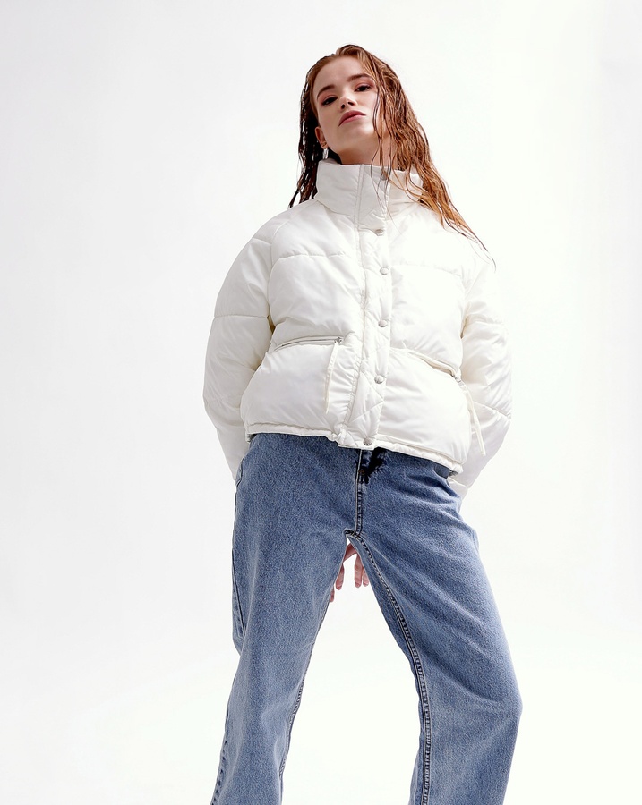 Куртка женская LS-8933-3 укороченная на молнии с карманами молочный, Молочний, 42