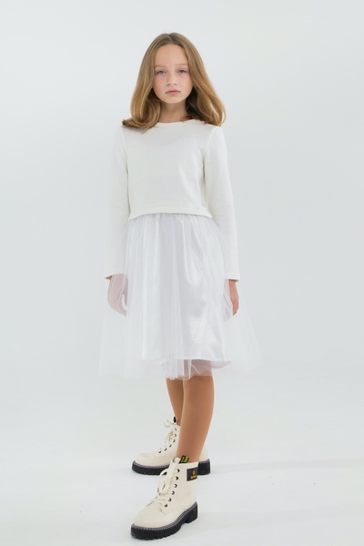 Платье для девочки нарядное Лея белое, Белый, 152