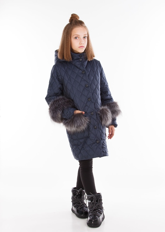 Куртка для девочки Сара синий, Темно-синий, 146