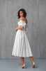 Платье-бюстье длины миди с объемными рукавами и завязкой на спине, Белый, 36(S)