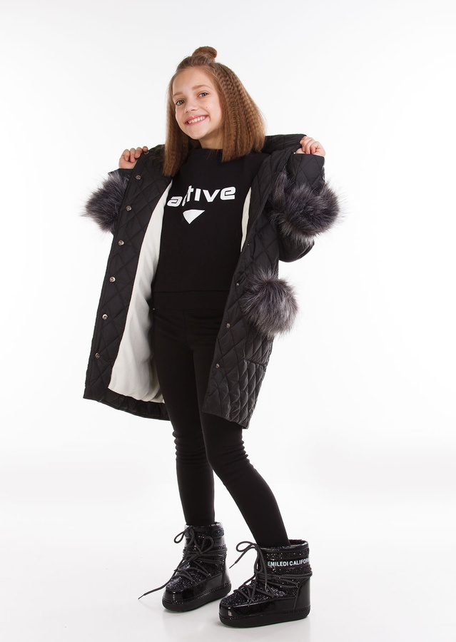 Куртка для дівчинки Сара чорний, Черный, 128