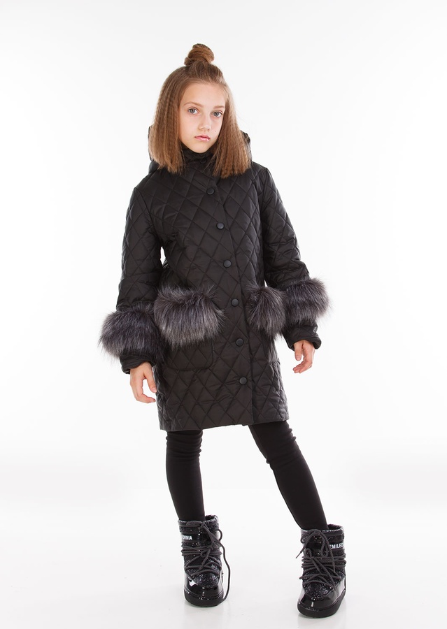 Куртка для девочки Сара черный, Черный, 128
