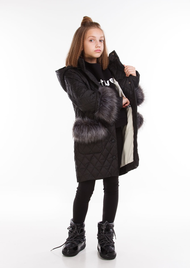 Куртка для дівчинки Сара чорний, Черный, 122