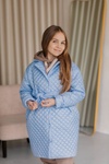 Удлиненная куртка для девочки PMR101 стежка голубая, Голубой, 122-128