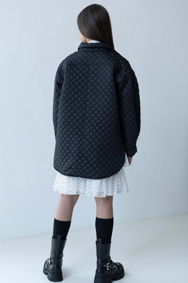 Куртка для девочек PMR061 удлиненная черная, Черный, 122-128