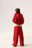 Трикотажный костюм для девочки с контрастными кантами короткое зип-худи и палаццо, Красный, 122