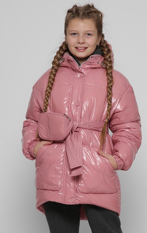 Лакована зимова куртка для дівчинки XW_DT-8300-21, Рожевий, 28