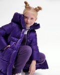 Пухова куртка для дівчинки DT-8365-19 на блискавці з капюшоном фіолетовий, Фіолетовий, 30