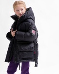 Пуховая зимняя куртка для девочки DT-8359-8 с поясом черный, Чорний, 34