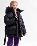 Пухова зимова куртка для дівчинки DT-8359-8 з поясом чорний, Чорний, 34