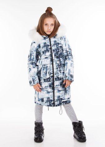 Куртка для девочки Харди принт синий, 128