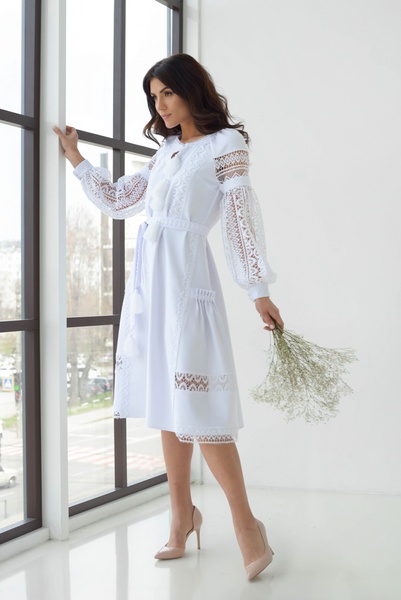 Женское Платье с Кружевом OD_471 Белое, Белый, S