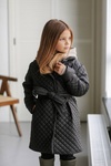 Удлиненная куртка для девочки PMR102 стежка черная, Черный, 122-128