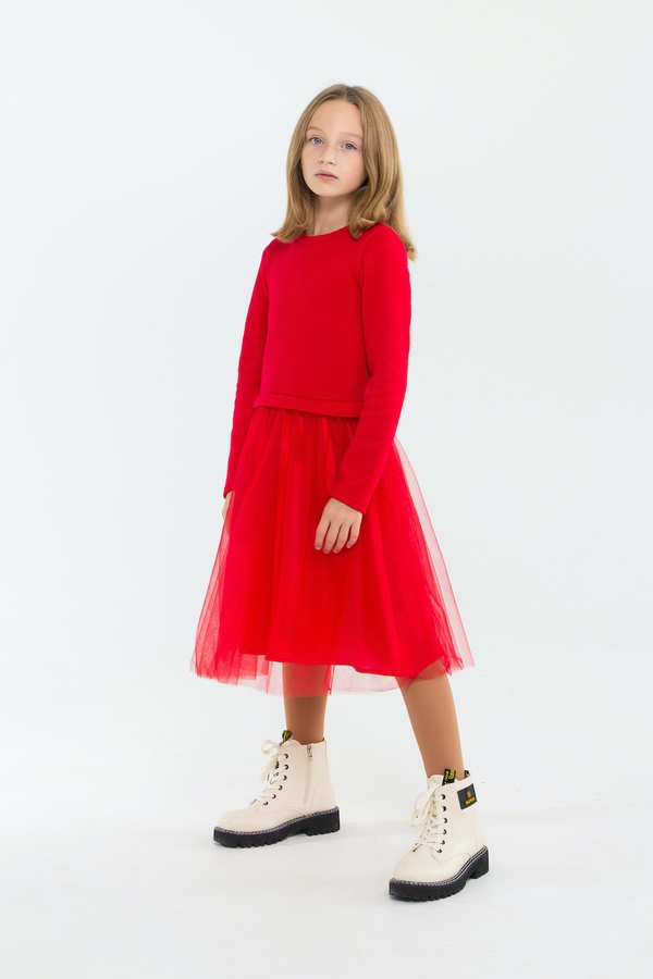 Платье для девочки нарядное Лея красное, Красный, 134
