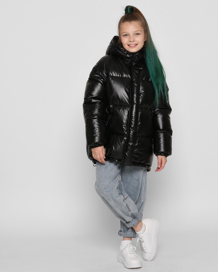 Блискуча пухова куртка для дівчаток від 6 до 17 років XW_DT-8320-8, Чорний, 30