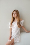 Летнее платье для девочки TL0030 из муслима вишни белый, Белый, 140-146