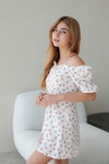 Летнее платье для девочки TL0030 из муслима вишни белый, Белый, 158-164
