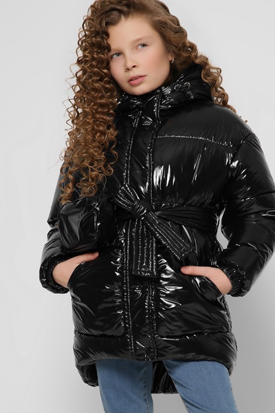 Лакована зимова куртка для дівчинки XW_DT-8300-8, Чорний, 28