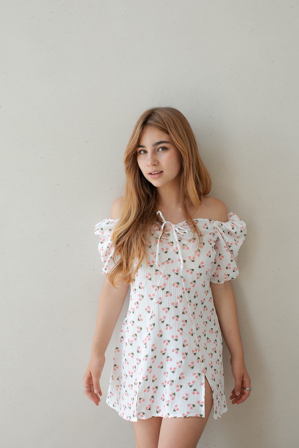 Літнє плаття для дівчинки TL0030 з мусліму вишні білий, Білий, 146-152