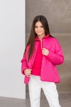 Коротка стьобана куртка для дівчинки PMR_01, Малиновий, 122-128