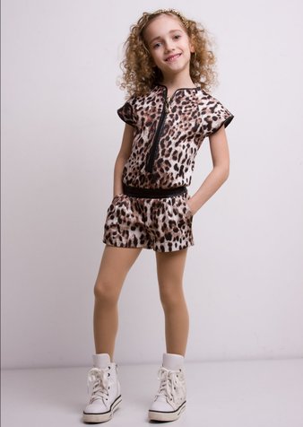 Комбинезон для девочки Мариз леопард с шортами, 110