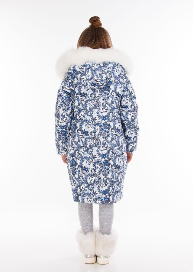 Куртка для девочки Джудит принт синий, Синий, 146