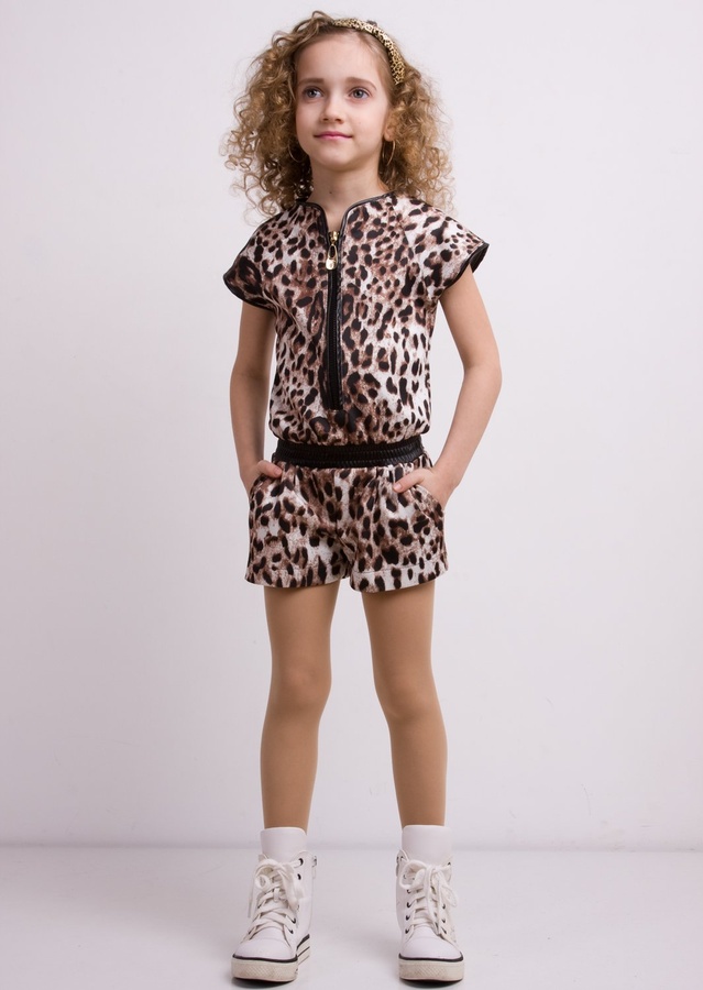 Комбинезон для девочки Мариз леопард с шортами, 110