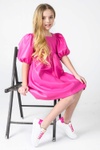 Сукня з екошкіри в стилі Барбі для дівчинки рожева, Рожевий, 116
