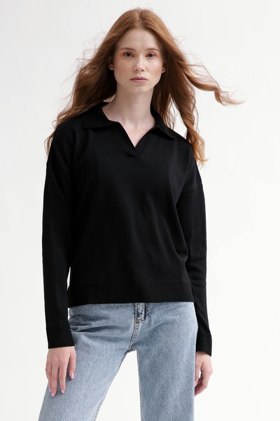 Пуловер женский пуловер трикотажный SV-7001-8 с V-образным вырезом черный, Чорний, One Size