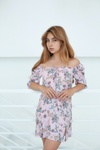 Летнее платье для девочки TL0031 из муслима цветы розовое, Розовый, 140-146