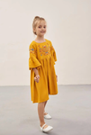 Плаття вишиванка для дівчинки "Зайчики" жовтий, Жовтий, 134