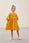 Плаття вишиванка для дівчинки "Зайчики" жовтий, Жовтий, 116