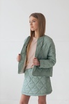 Комплект стьобана коротка куртка та спідничка для дівчинки, Бежевий, 122-128