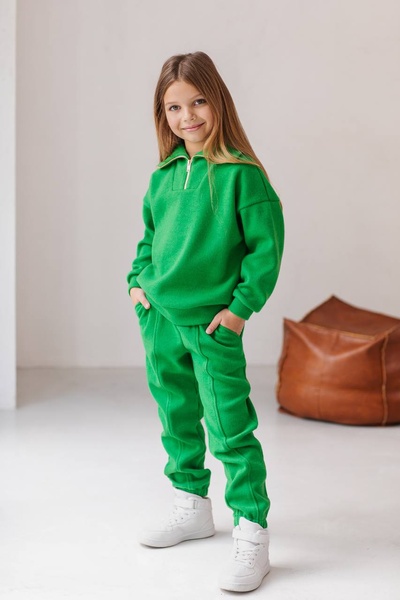 В'язаний костюм для дівчинки PMR111 зелений, Зелений, 122-128