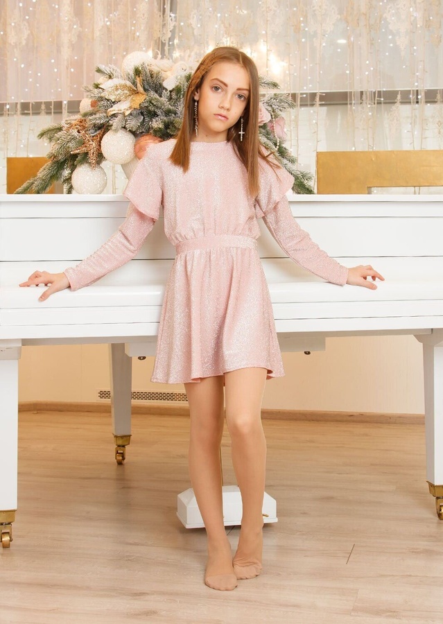 Платье для девочки Патриция пудра, Розовый, 134