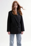 Жіночий піджак прямого крою JK-9028-8 подовжений чорний, Чорний, S