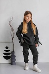 Теплый спортивный костюм для девочки PMR112 чорний, Черный, 122