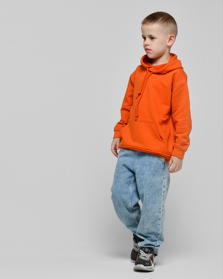 Худі для дітей HD-12017-17 з карманом та капюшоном із шнурком помаранчеве, помаранчевий, 110