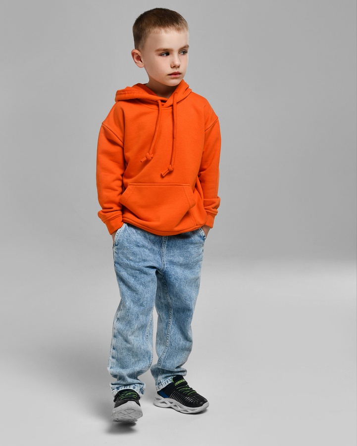 Худи для детей HD-12017-17 с карманом и капюшоном со шнурком оранжевое, помаранчевий, 110