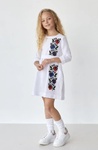 Сукня вишиванка для дівчинки з квітами мальв біла, Білий, 140