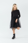 Платье для девочки нарядное Лея черное, Черный, 146